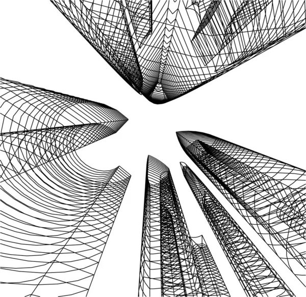 Abstrakcyjne Linie Rysunku Koncepcji Sztuki Architektonicznej Minimalne Kształty Geometryczne — Wektor stockowy