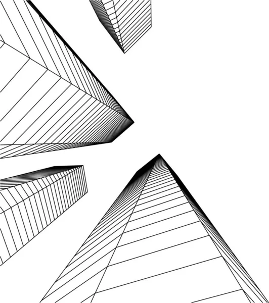 Lignes Dessin Abstraites Dans Concept Art Architectural Formes Géométriques Minimales — Image vectorielle