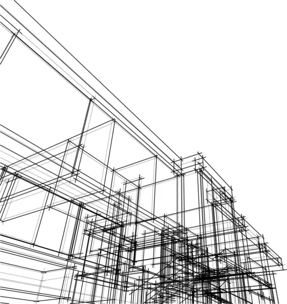 Líneas Abstractas Dibujo Concepto Arte Arquitectónico Formas Geométricas Mínimas — Vector de stock