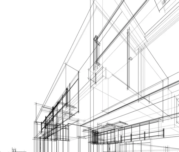 Abstrakta Teckningslinjer Arkitektonisk Konst Koncept Minimala Geometriska Former — Stock vektor