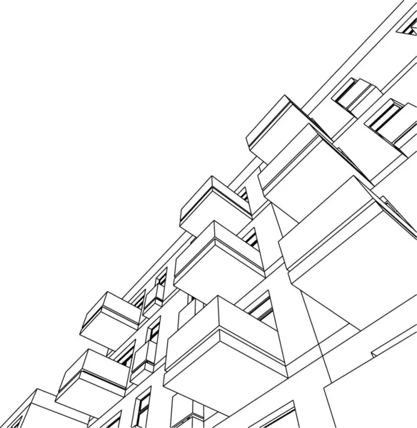 Abstrakta Teckningslinjer Arkitektonisk Konst Koncept Minimala Geometriska Former — Stock vektor