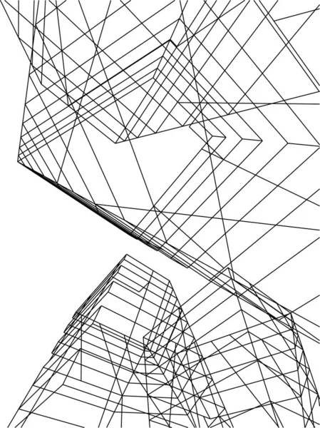 Abstraktní Kreslicí Čáry Architektonickém Pojetí Minimální Geometrické Tvary — Stockový vektor