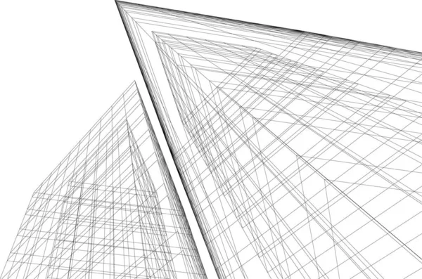 Abstracte Tekenlijnen Architectonisch Kunstconcept Minimale Geometrische Vormen — Stockvector