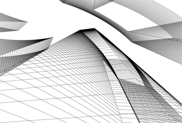 Abstrakcyjne Linie Rysunku Koncepcji Sztuki Architektonicznej Białym Tle Minimalne Kształty — Wektor stockowy