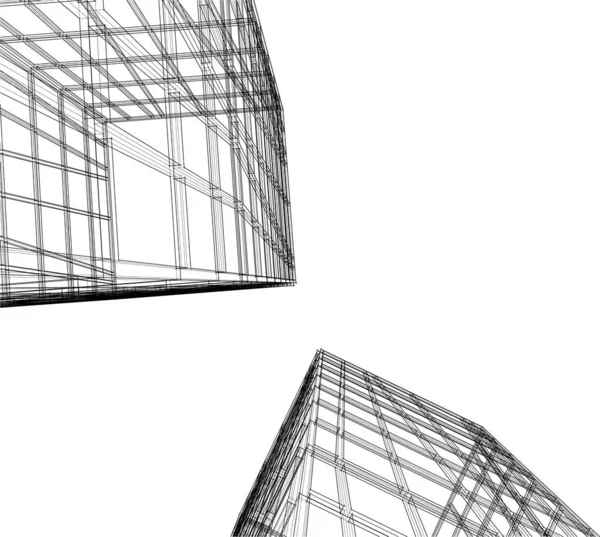 Abstrakte Zeichnungslinien Architektonischen Kunstkonzept Auf Weißem Hintergrund Minimale Geometrische Formen — Stockvektor