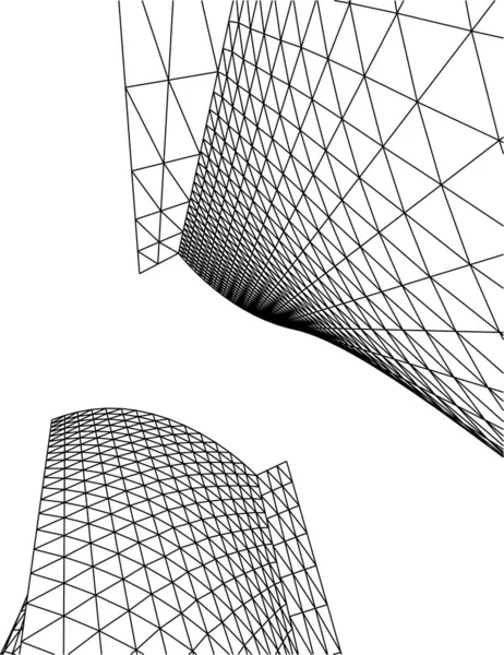 Linee Disegno Astratte Nel Concetto Arte Architettonica Forme Geometriche Minime — Vettoriale Stock