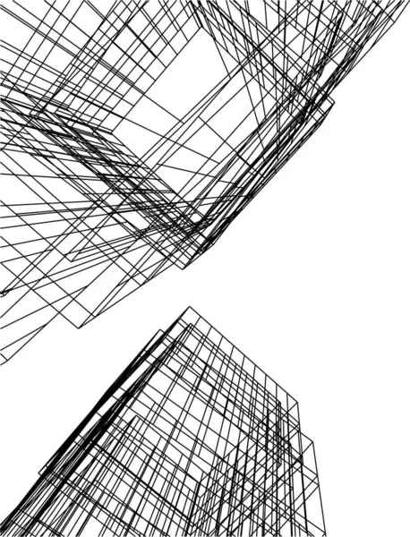 Linhas Abstratas Desenho Conceito Arte Arquitetônica Formas Geométricas Mínimas — Vetor de Stock