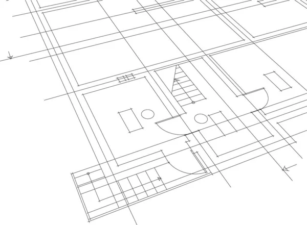 Líneas Abstractas Dibujo Concepto Arte Arquitectónico Formas Geométricas Mínimas — Vector de stock