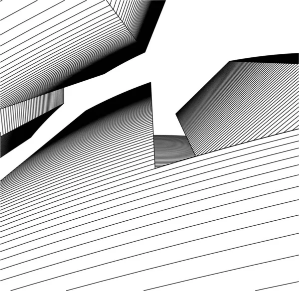 Lignes Dessin Abstraites Dans Concept Art Architectural Formes Géométriques Minimales — Image vectorielle