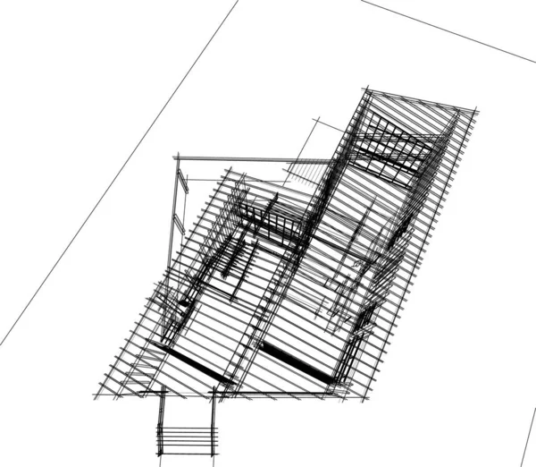 Lignes Dessin Abstraites Dans Concept Art Architectural Formes Géométriques Minimales — Image vectorielle