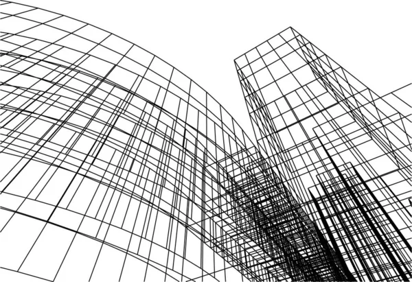 Linee Disegno Astratte Nel Concetto Arte Architettonica Forme Geometriche Minime — Vettoriale Stock