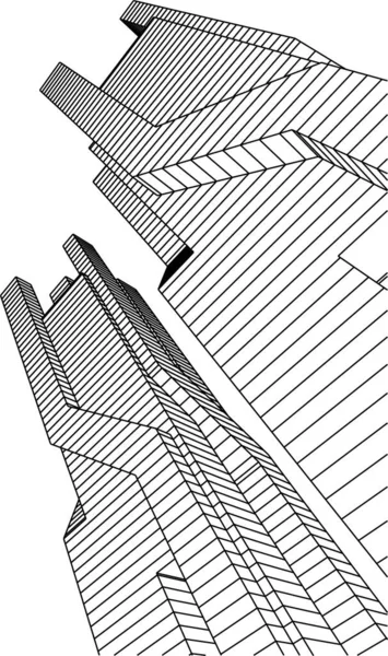 Elvont Rajzvonalak Építészeti Képzőművészetben Minimális Geometriai Formák — Stock Vector