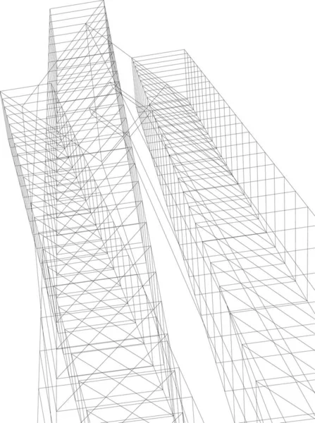 Linee Disegno Astratte Nel Concetto Arte Architettonica Forme Geometriche Minime — Vettoriale Stock