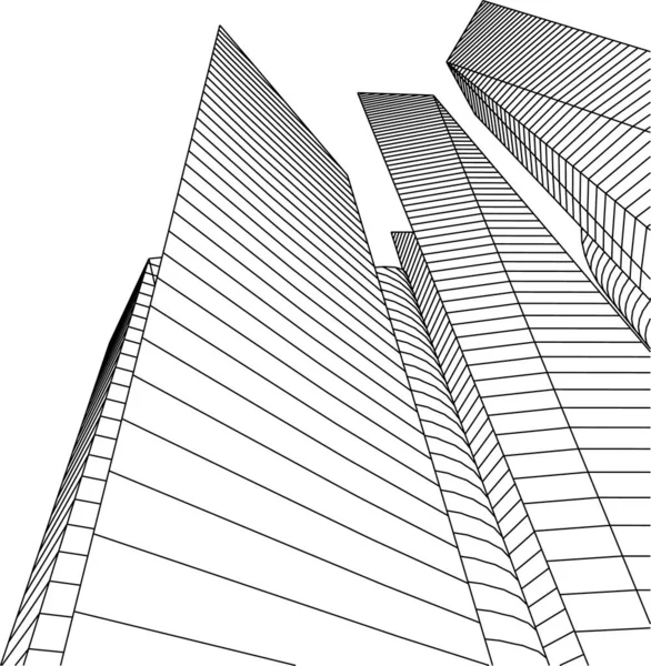 Linhas Abstratas Desenho Conceito Arte Arquitetônica Formas Geométricas Mínimas —  Vetores de Stock