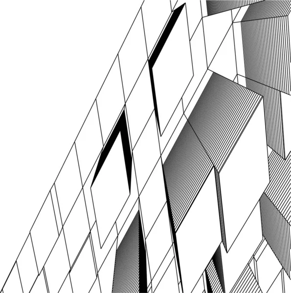 Lignes Dessin Abstraites Dans Concept Art Architectural Formes Géométriques Minimales — Image vectorielle