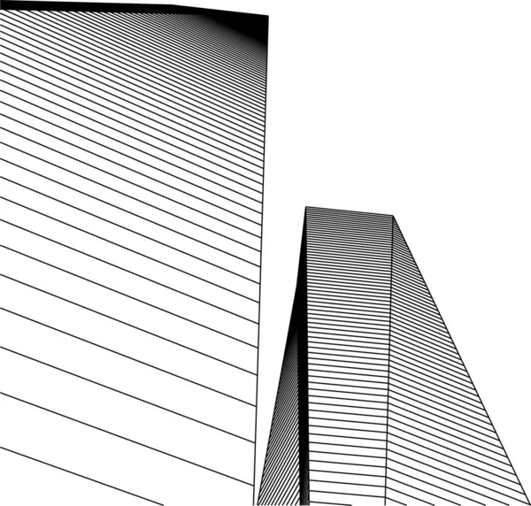 Líneas Abstractas Dibujo Concepto Arte Arquitectónico Formas Geométricas Mínimas — Vector de stock