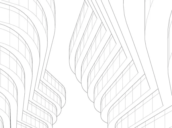 Lignes Dessin Abstraites Dans Concept Art Architectural Formes Géométriques Minimales — Image vectorielle