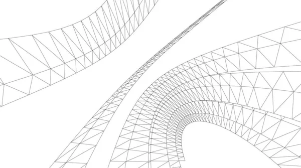 Abstrakta Teckningslinjer Arkitektonisk Konst Koncept Minimala Geometriska Former — Stock vektor