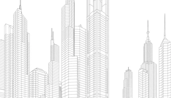 Abstracte Tekenlijnen Architectonisch Kunstconcept Minimale Geometrische Vormen — Stockvector