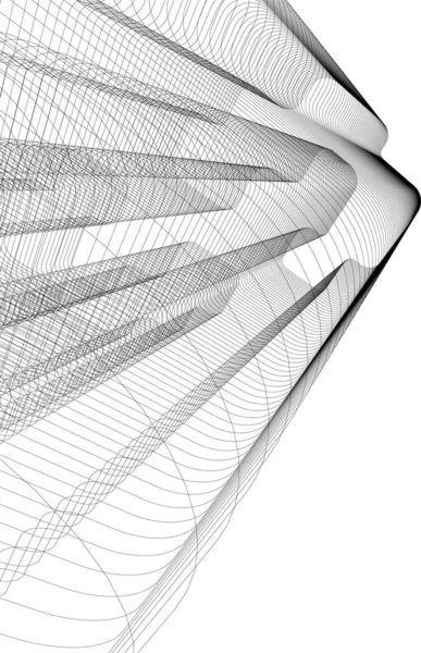 Abstrakte Zeichnungslinien Architektonischen Kunstkonzept Auf Weißem Hintergrund Minimale Geometrische Formen — Stockvektor