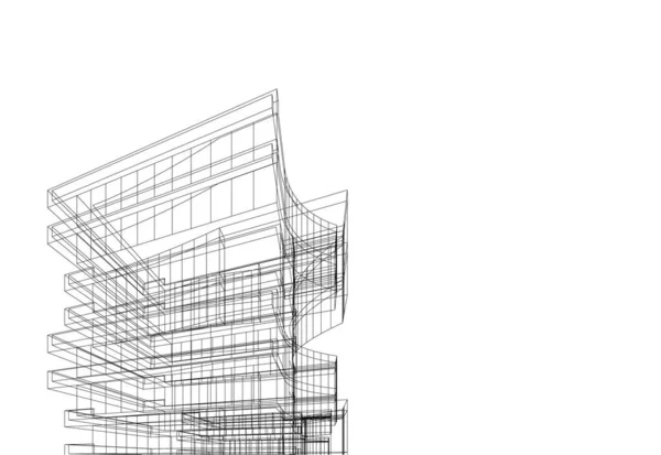 Abstrakt Tegning Linjer Arkitektonisk Kunst Koncept Hvid Baggrund Minimale Geometriske – Stock-vektor