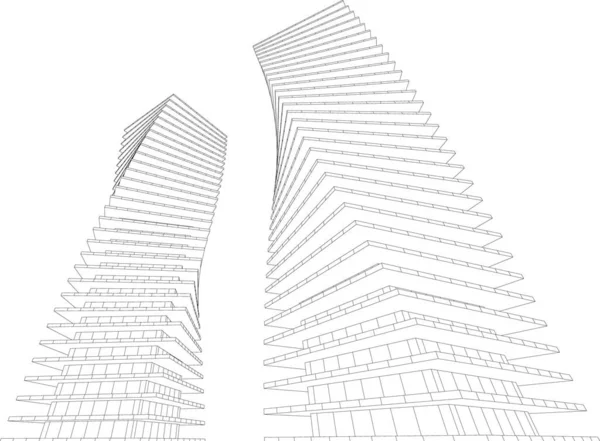 Elvont Rajzvonalak Építészeti Képzőművészetben Minimális Geometriai Formák — Stock Vector