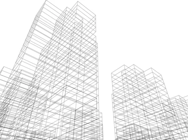 建築芸術の概念における抽象的な線や最小限の幾何学的形状 — ストックベクタ