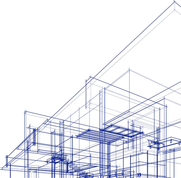 Linee Disegno Astratte Nel Concetto Arte Architettonica Forme Geometriche Minime — Vettoriale Stock