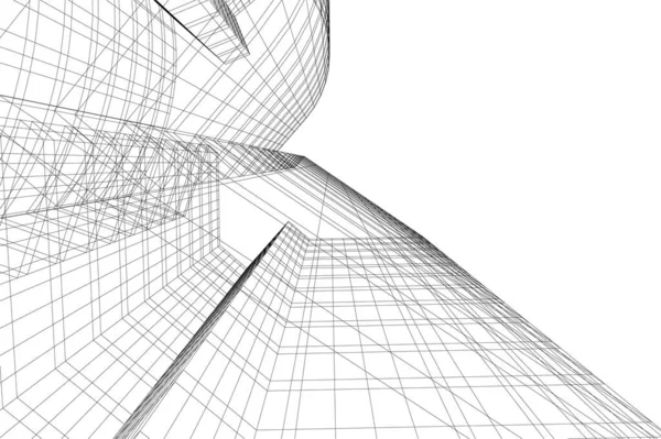 Abstracte Tekenlijnen Architectonisch Kunstconcept Minimale Geometrische Vormen — Stockvector