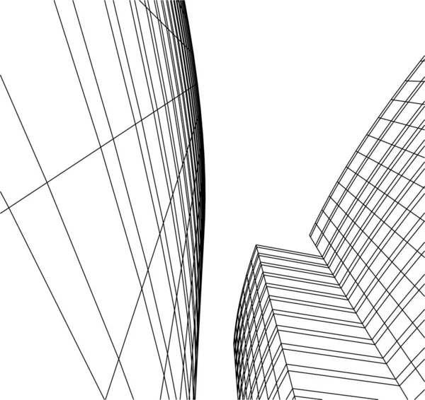 Abstracte Tekenlijnen Architectonisch Kunstconcept Minimale Geometrische Vormen — Stockvector