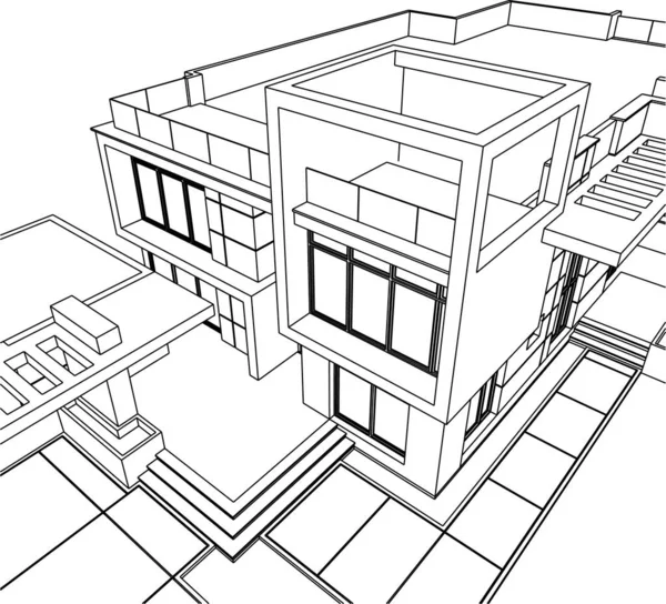 Abstrakta Teckningslinjer Arkitektonisk Konst Koncept Minimala Geometriska Former — Stock vektor