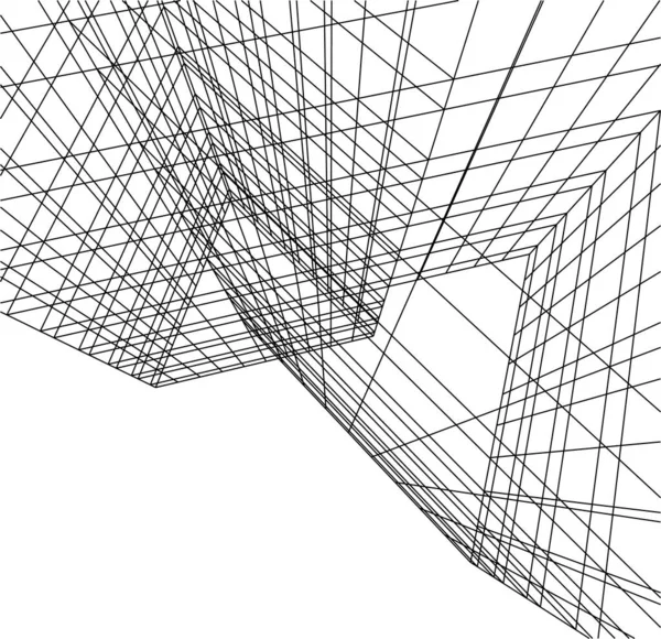 建筑艺术概念中的抽象绘图线 最小几何形状 — 图库矢量图片