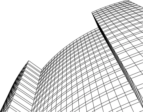 Abstrakta Teckningslinjer Arkitektonisk Konst Koncept Minimala Geometriska Former — Stock vektor