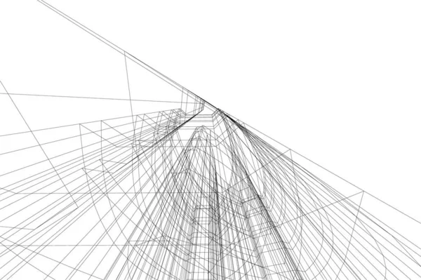 Abstracte Tekenlijnen Architectonisch Kunstconcept Minimale Geometrische Vormen — Stockvector