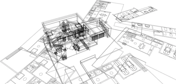 Αφηρημένες Σχεδιαστικές Γραμμές Στην Αρχιτεκτονική Έννοια Της Τέχνης Ελάχιστα Γεωμετρικά — Διανυσματικό Αρχείο