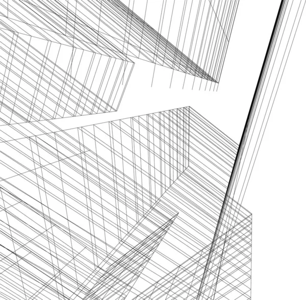 Líneas Abstractas Dibujo Concepto Arte Arquitectónico Formas Geométricas Mínimas — Archivo Imágenes Vectoriales