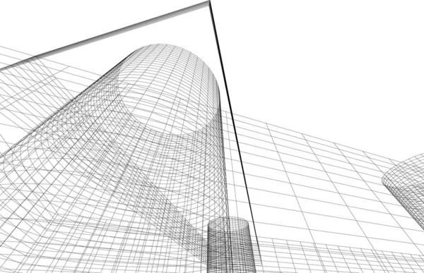 Abstrakta Teckningslinjer Arkitektonisk Konst Koncept Minimala Geometriska Former — Stock vektor