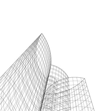 Mimari sanat konseptinde soyut çizgiler, minimum geometrik şekiller. 