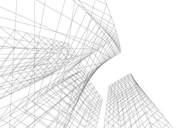 Mimari sanat konseptinde soyut çizgiler, minimum geometrik şekiller. 