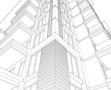 Mimari sanat konseptinde soyut çizgiler, minimum geometrik şekiller. 