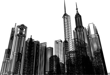 Mimari sanat konseptinde soyut çizgiler, minimum geometrik şekiller. 