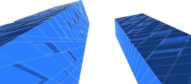 Arkaplanda mimari bina 3d illüstrasyon
