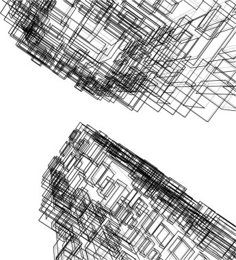 Arkaplanda mimari bina 3d illüstrasyon