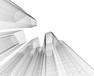 Mimari sanat konseptinde soyut çizgiler, minimum geometrik şekiller. 