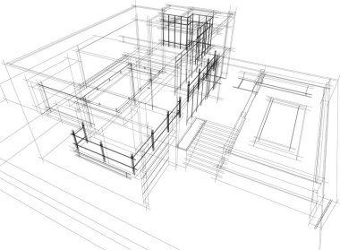 Mimari sanat konseptinde soyut çizgiler, minimum geometrik şekiller. 