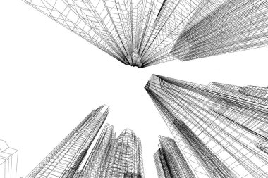 Mimari sanat konseptinde soyut çizgiler, minimum geometrik şekiller.