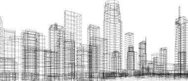 Mimari sanat konseptinde soyut çizgiler, minimum geometrik şekiller.