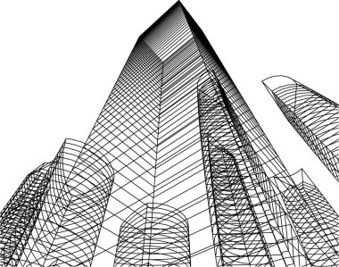 Mimari sanat konseptinde soyut çizgiler, minimum geometrik şekiller. 