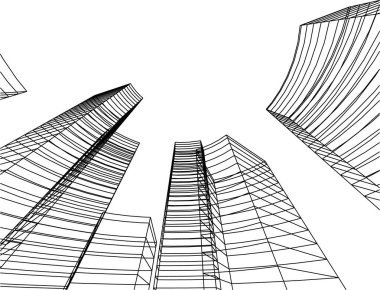Mimari sanat konseptinde soyut çizgiler, minimum geometrik şekiller. 