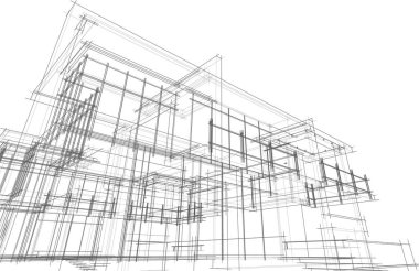 Mimari sanat konseptinde soyut çizgiler, minimum geometrik şekiller.